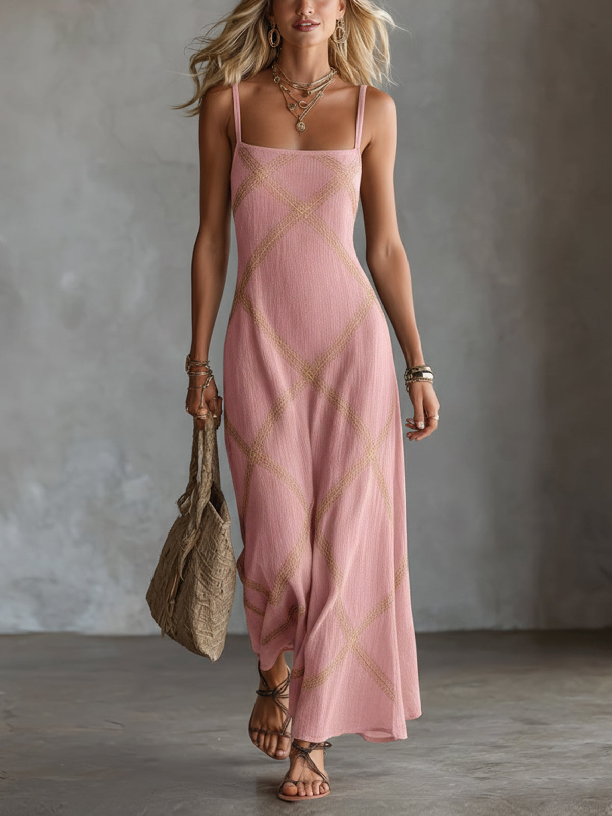 Vittoria | Robe Géométrique Noir Chameau