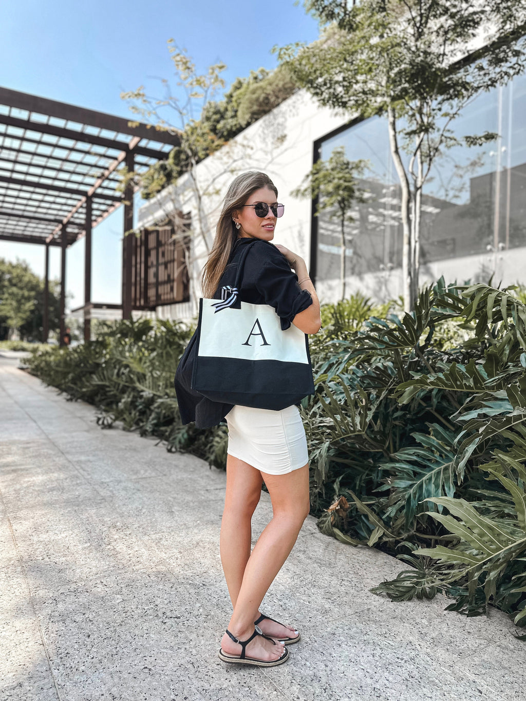 Sac en toile à initiales personnalisées