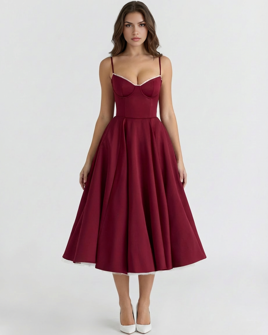 Robe midi avec corset et jupe ample