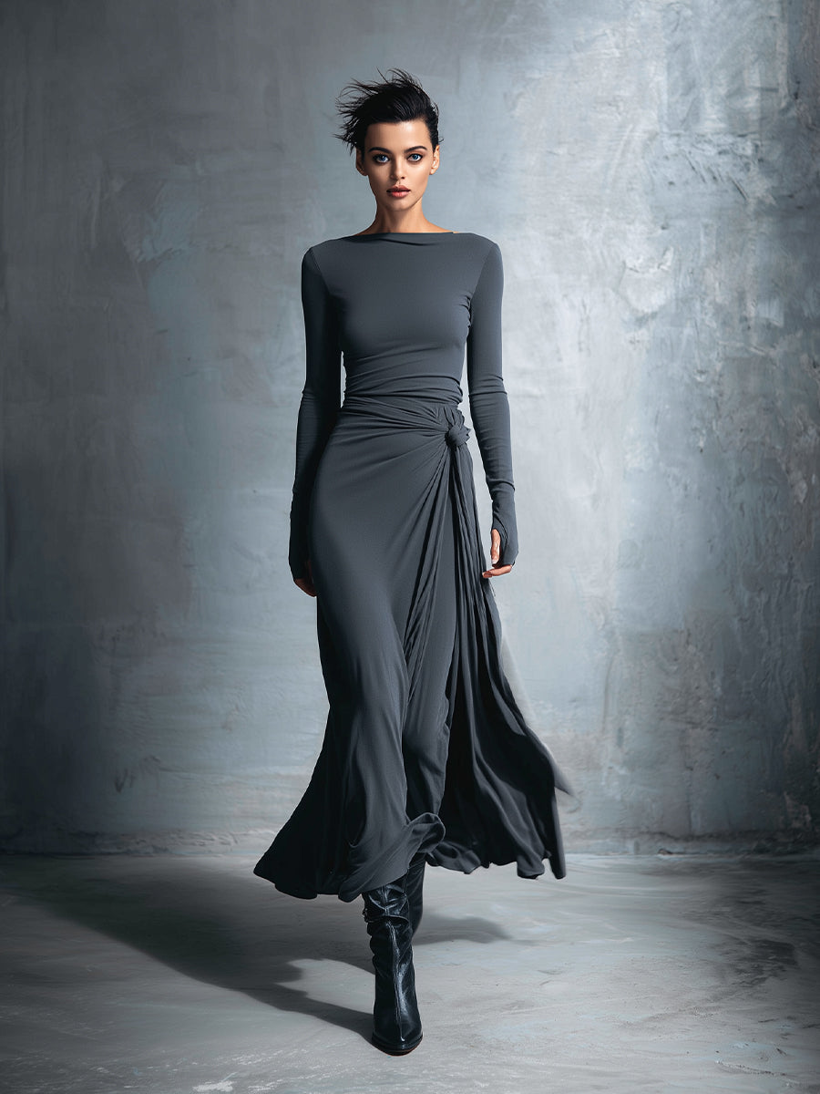 Nadège | Robe Maxi à Nœud Latéral
