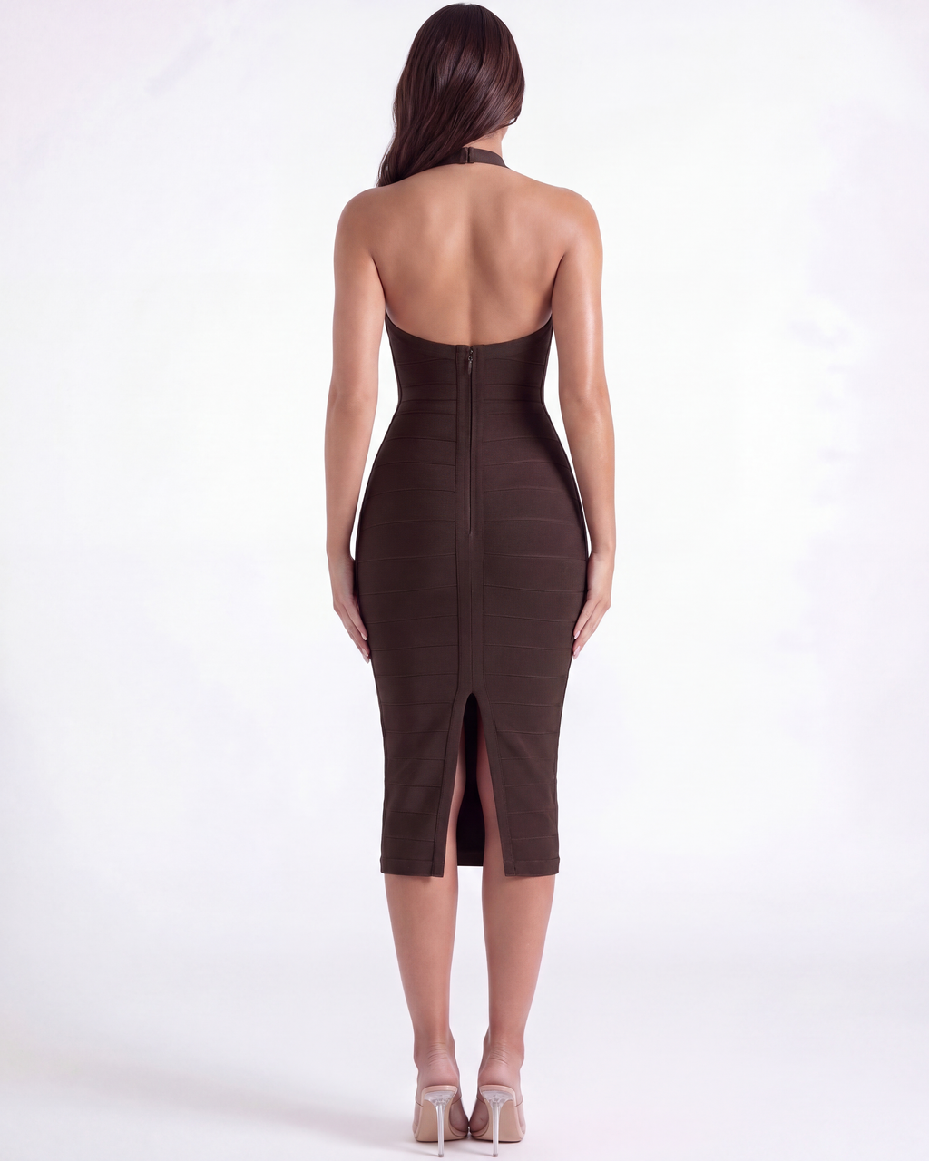 Robe midi bandage à décolleté dos nu