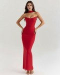 Robe longue ajustée avec ras-de-cou