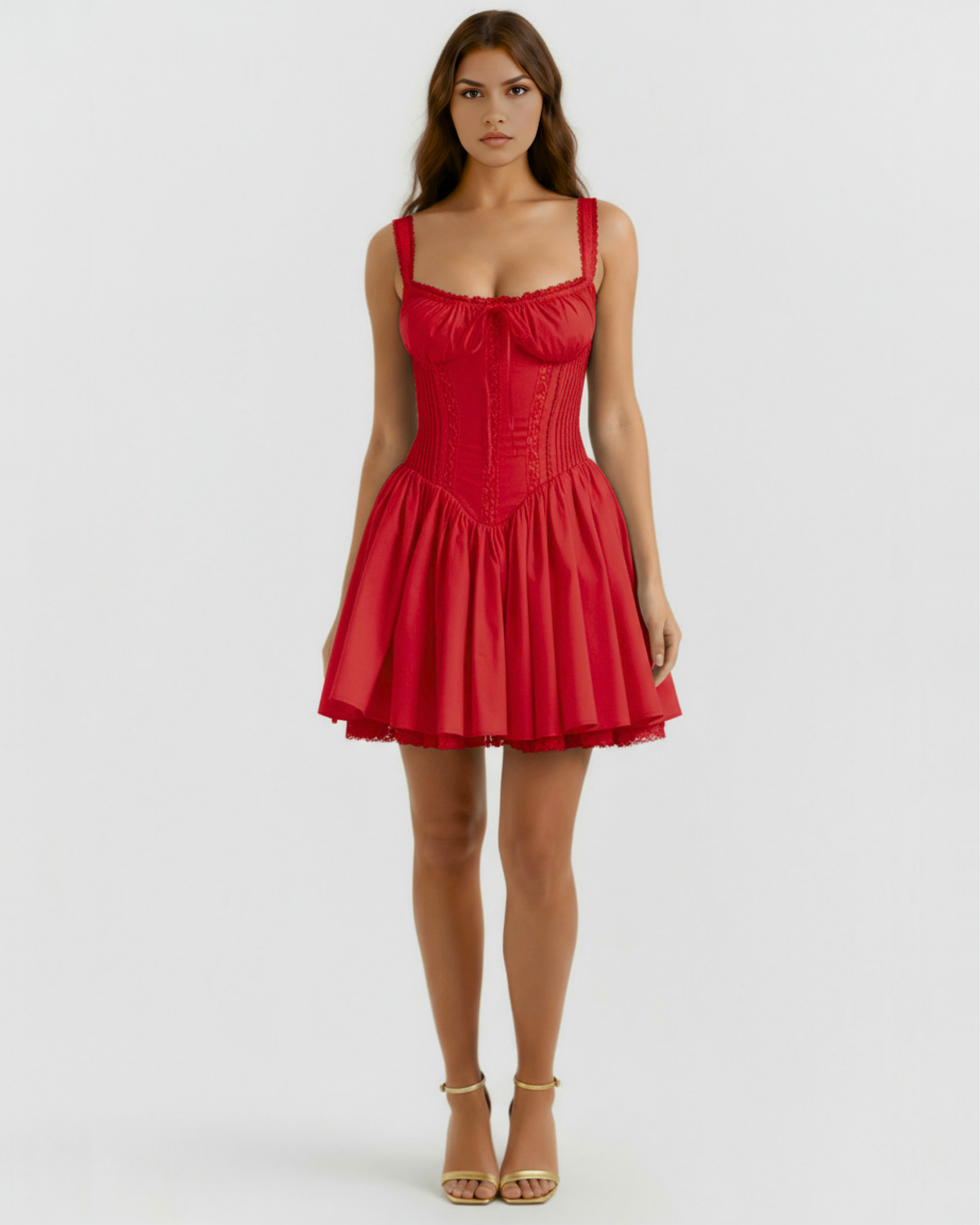 Robe courte avec corset et jupe fluide