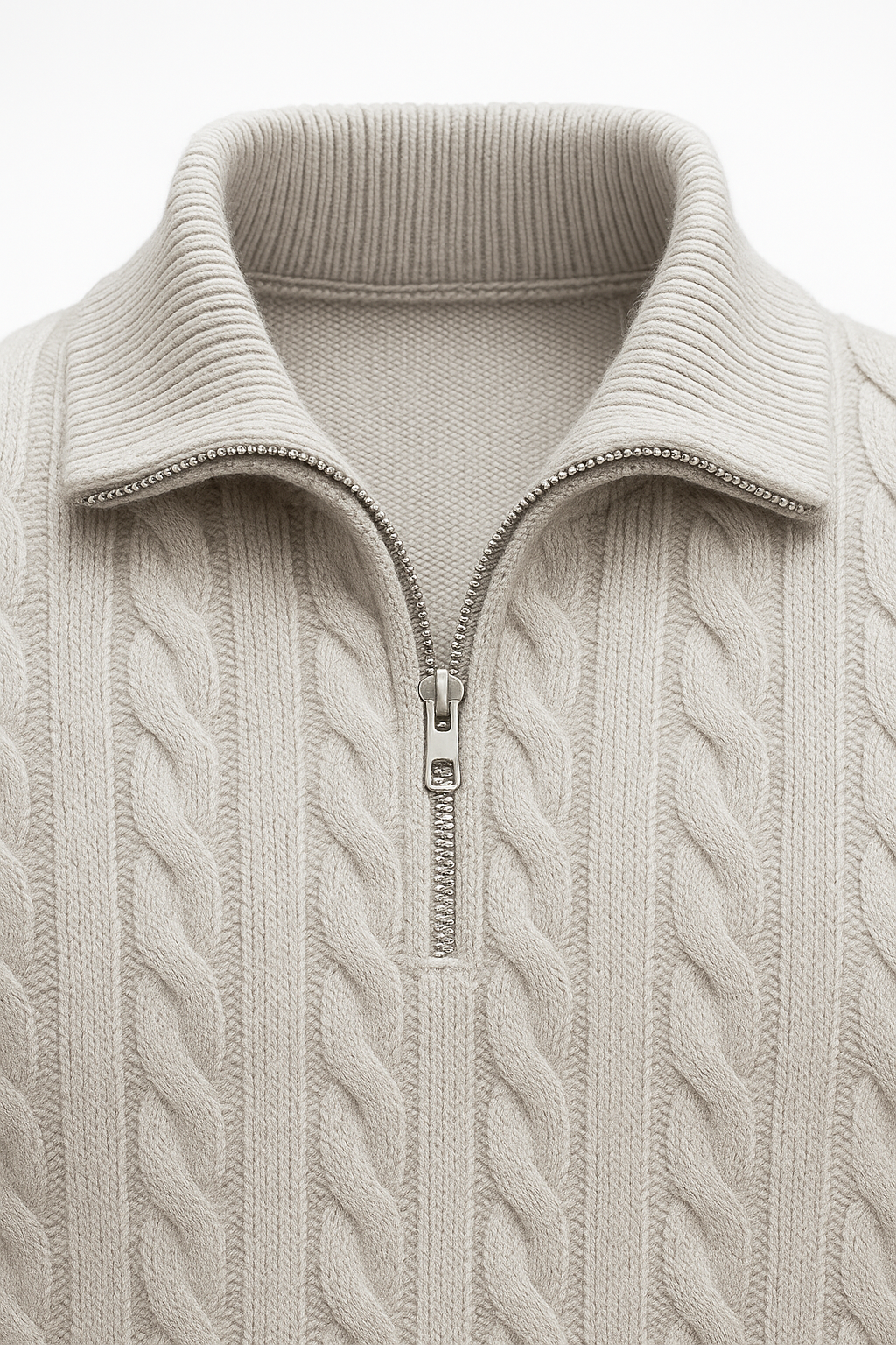 Pull zippé en maille Sero gris