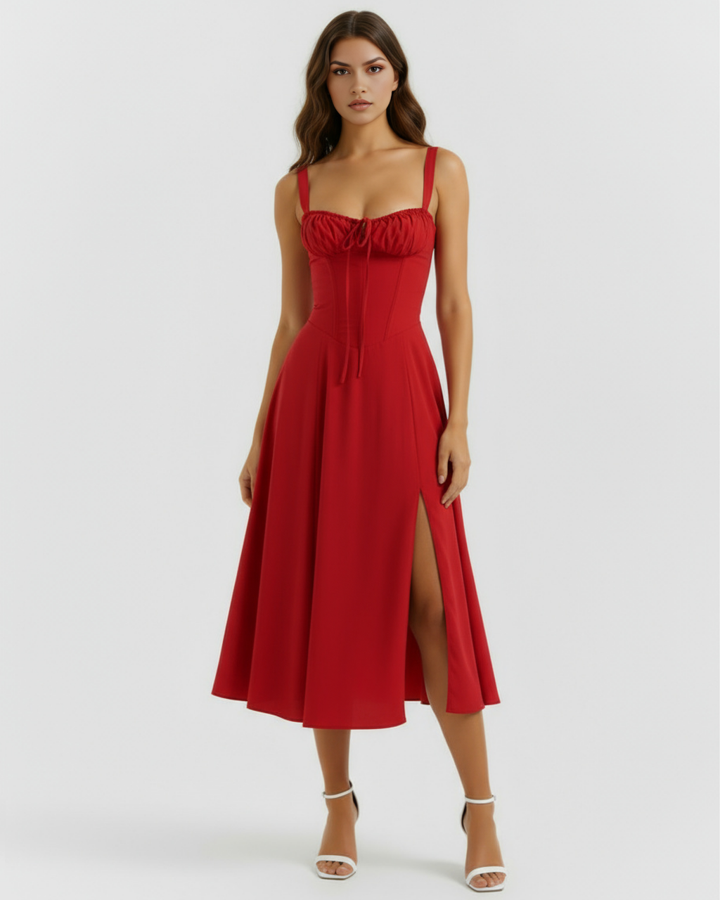 Robe midi avec corset et fente