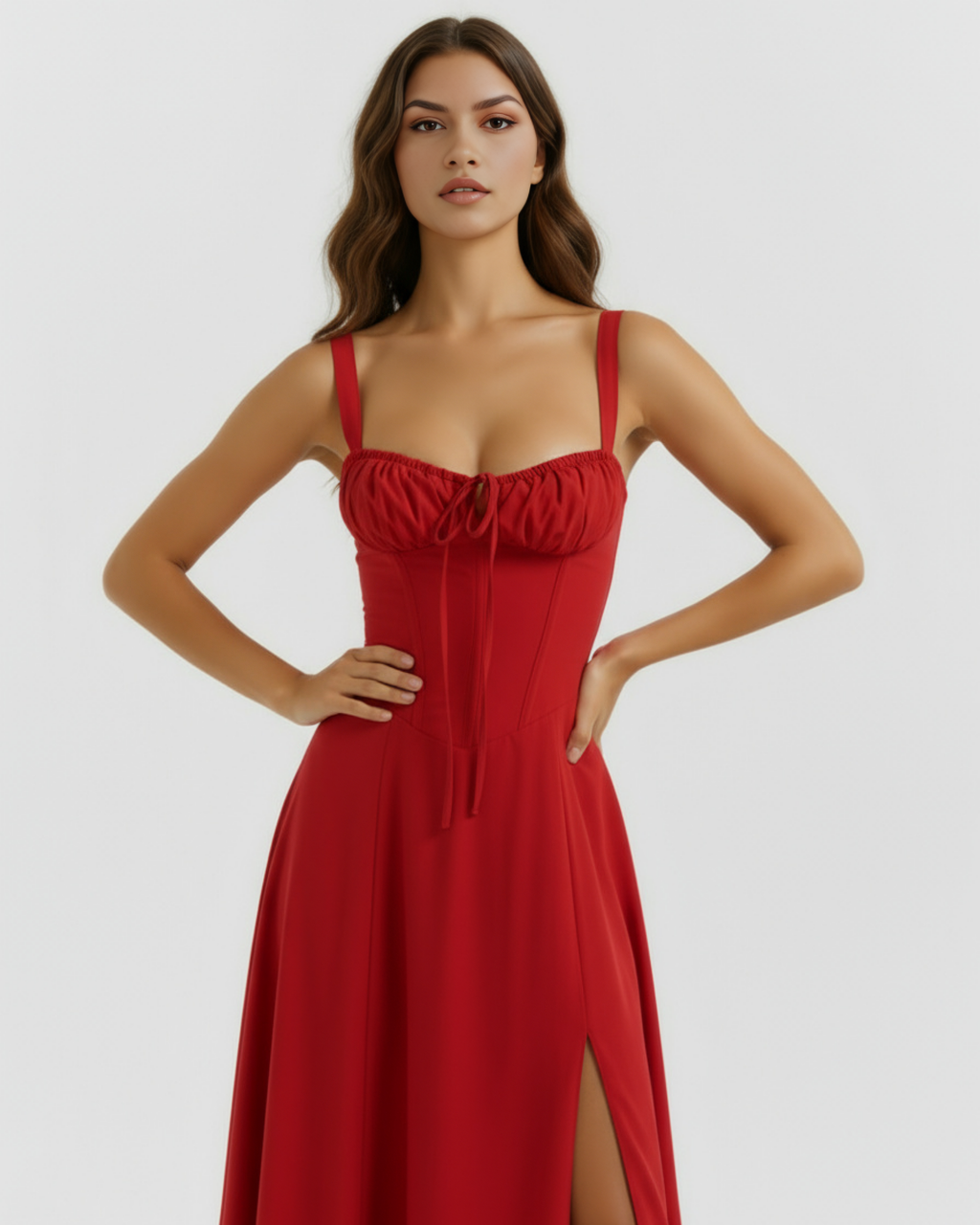 Robe midi avec corset et fente
