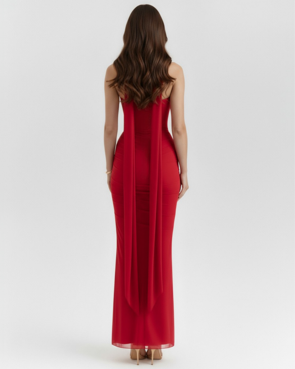 Robe longue ajustée avec ras-de-cou