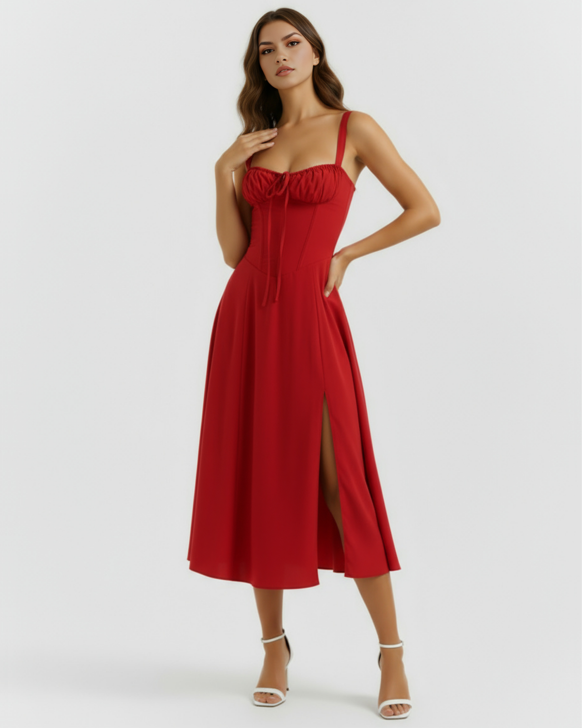 Robe midi avec corset et fente