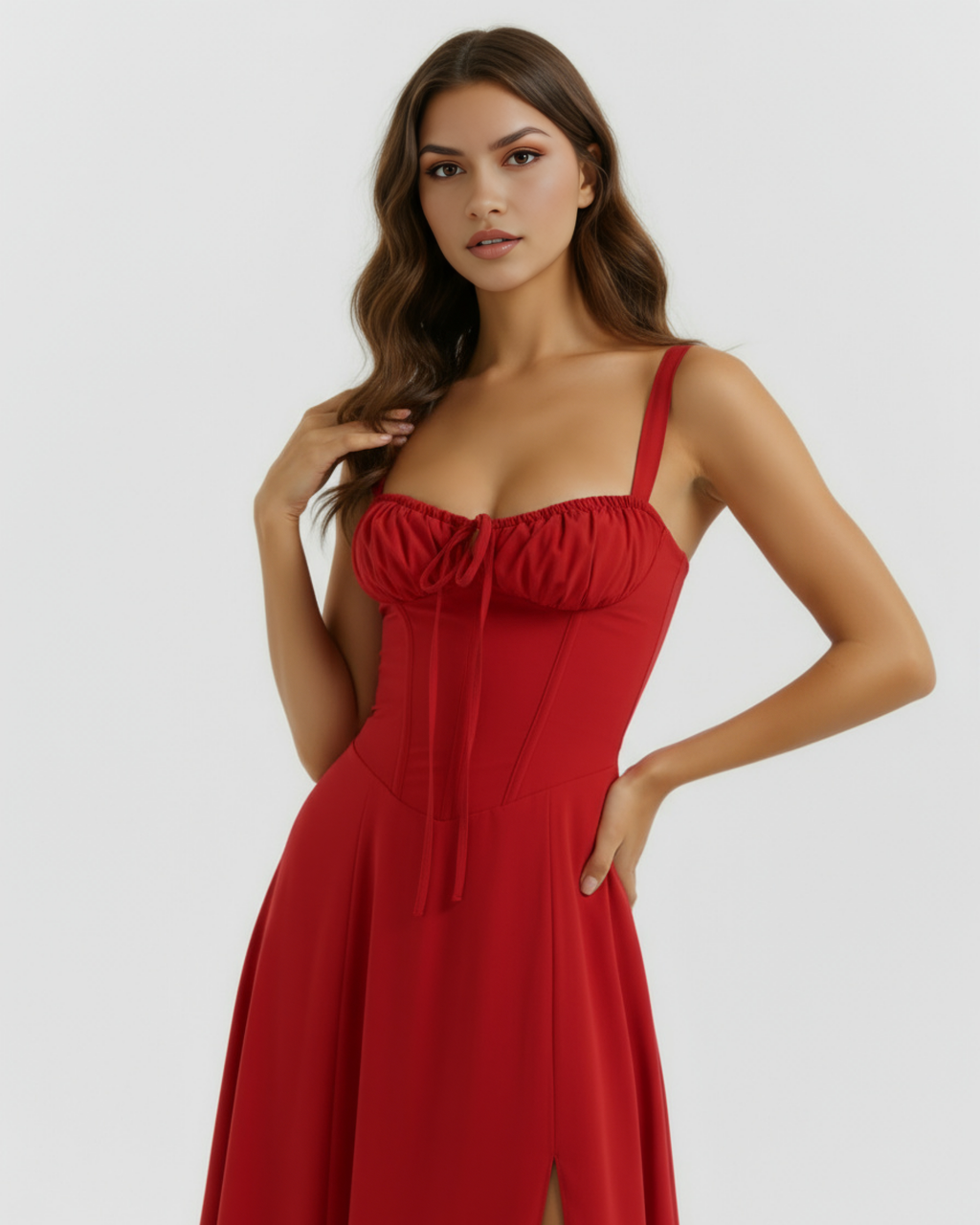 Robe midi avec corset et fente