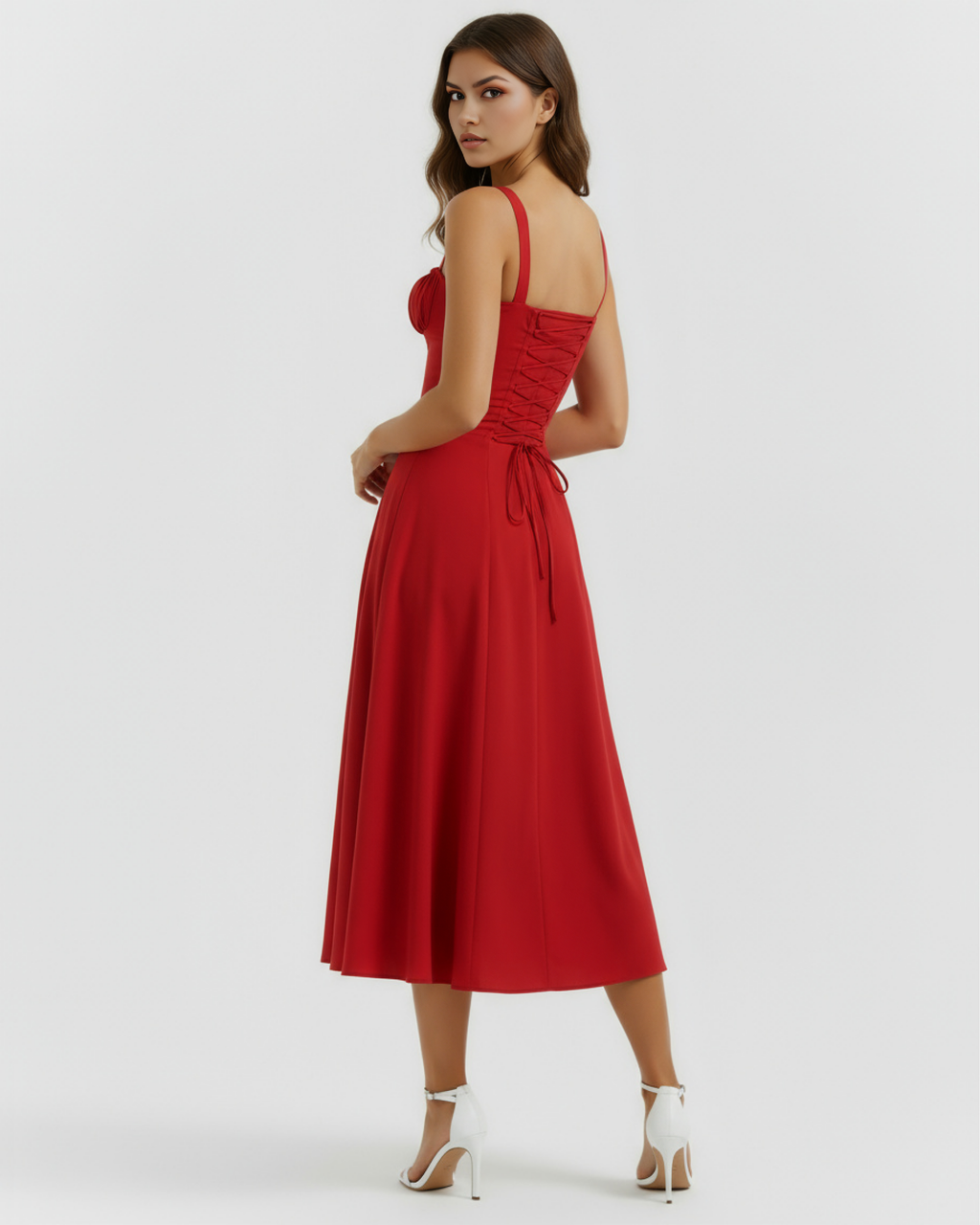 Robe midi avec corset et fente