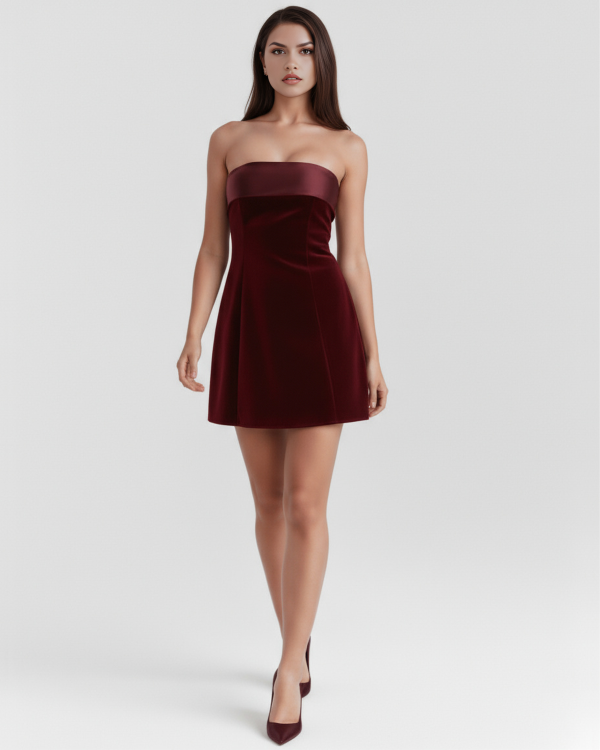 Robe courte bustier avec finition velours