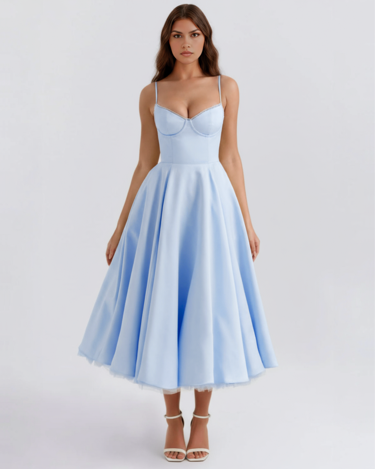 Robe midi avec corset et jupe ample
