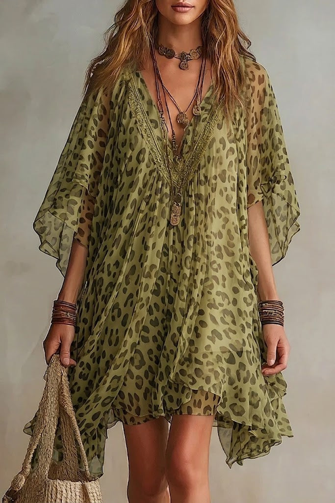 Bianca™ Robe Mousseline Imprimé Léopard