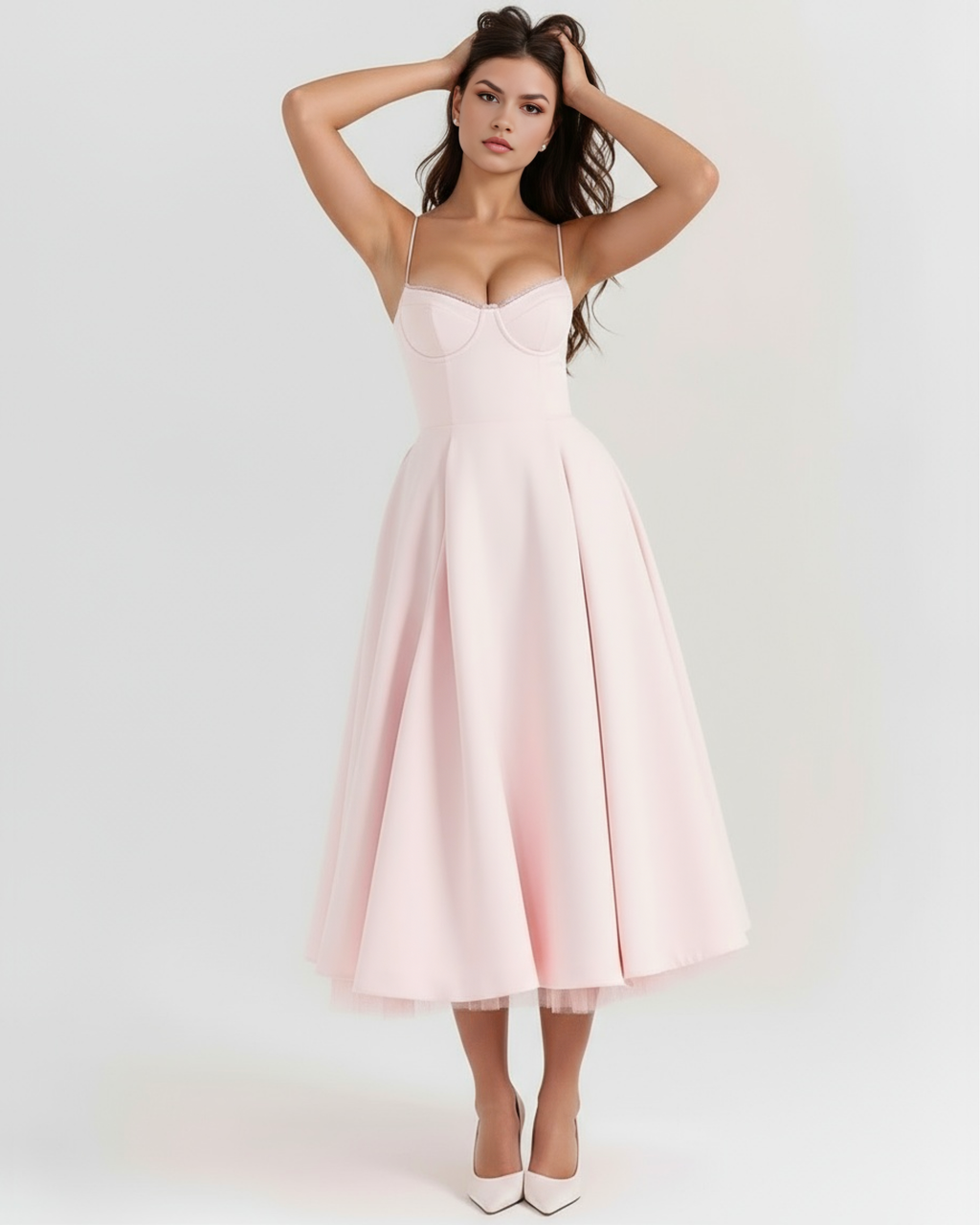 Robe midi avec corset et jupe ample