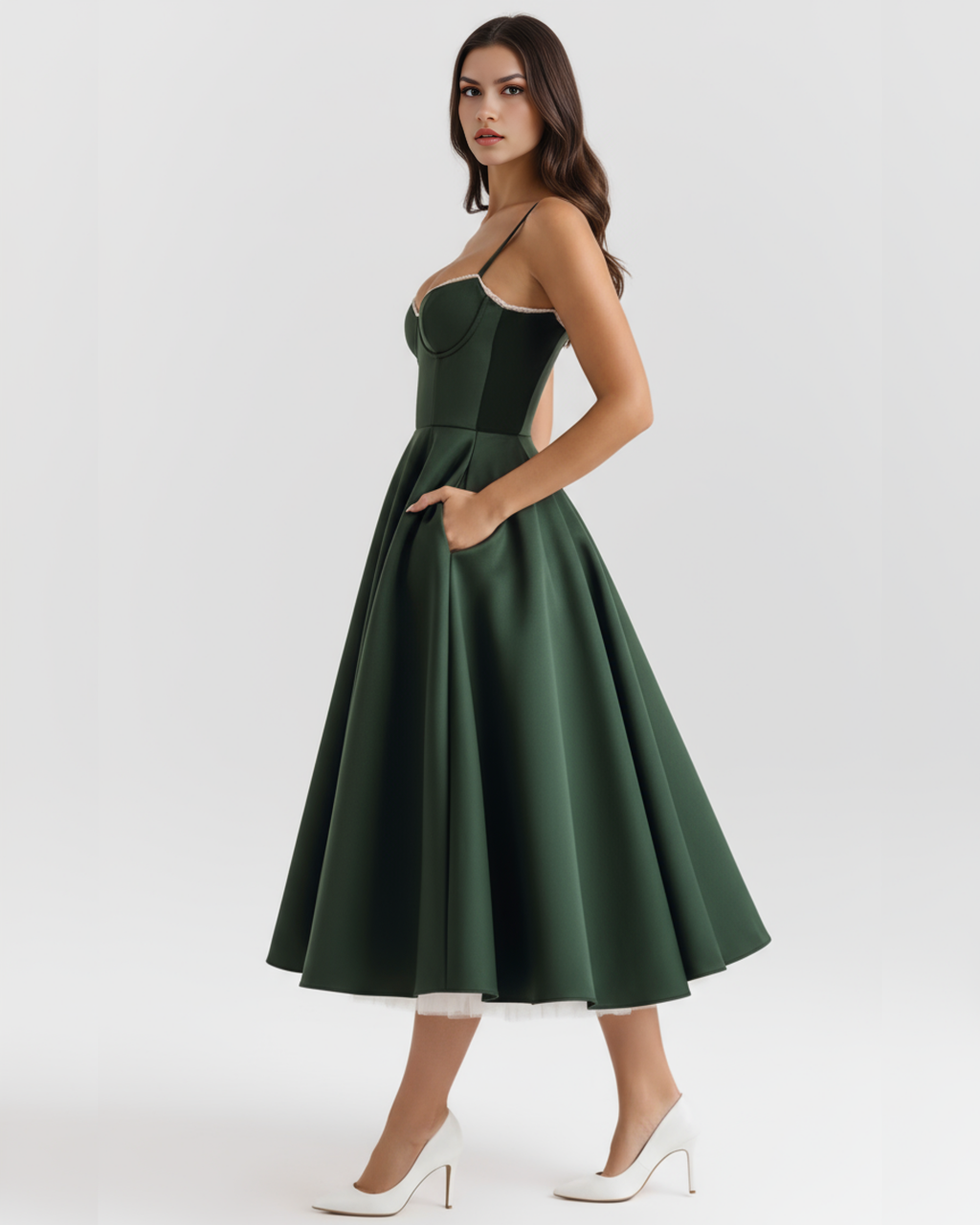 Robe midi avec corset et jupe ample