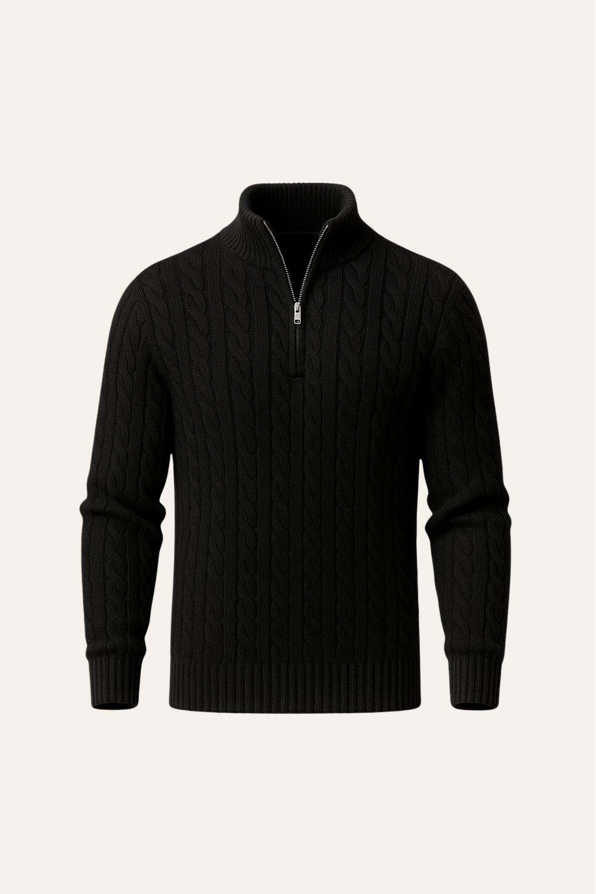 Pull zippé en maille Sero noir