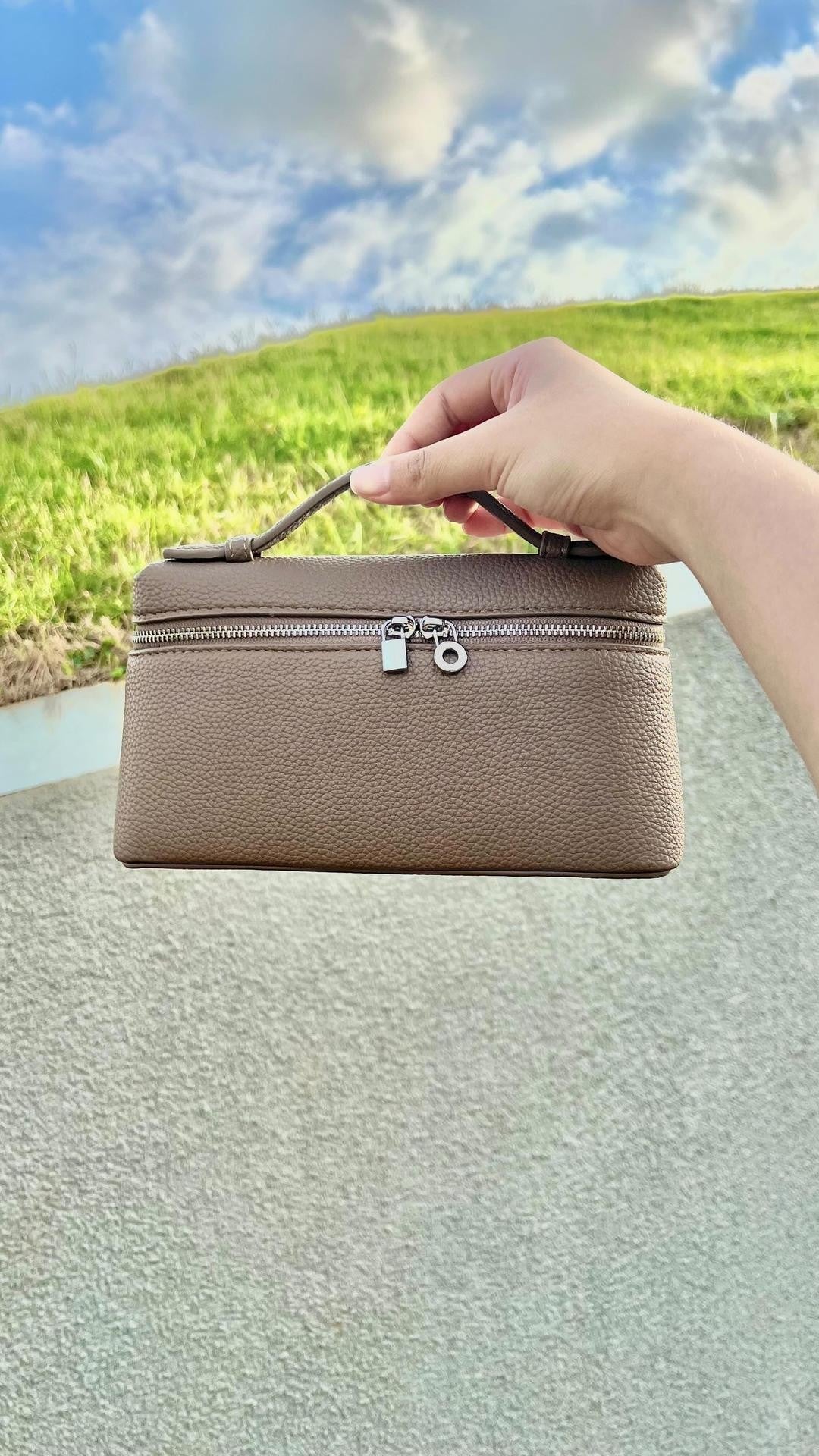 Petit sac cabas rose en cuir véritable