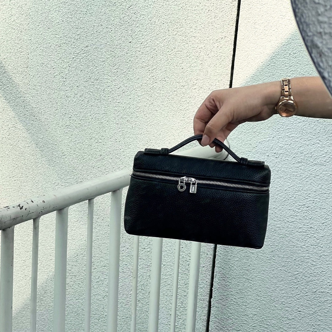 Petit sac cabas rose en cuir véritable