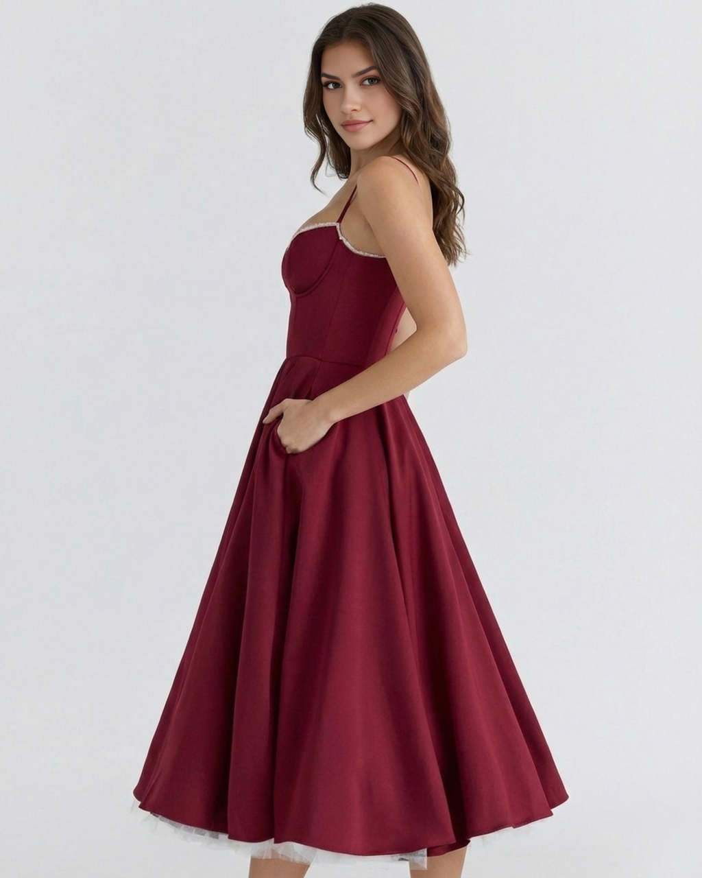 Robe midi avec corset et jupe ample