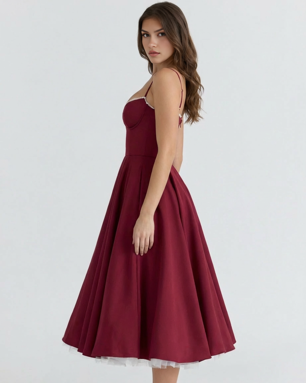 Robe midi avec corset et jupe ample
