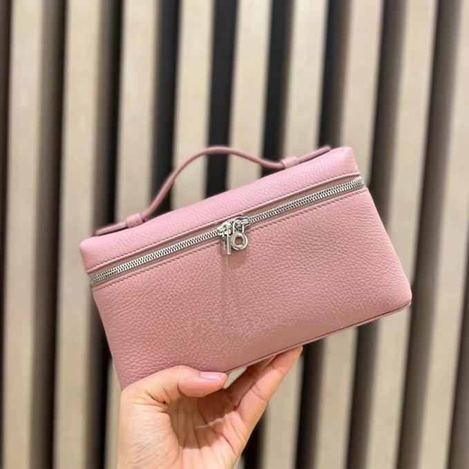 Petit sac cabas rose en cuir véritable