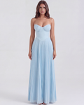 Robe longue plissée à encolure bustier