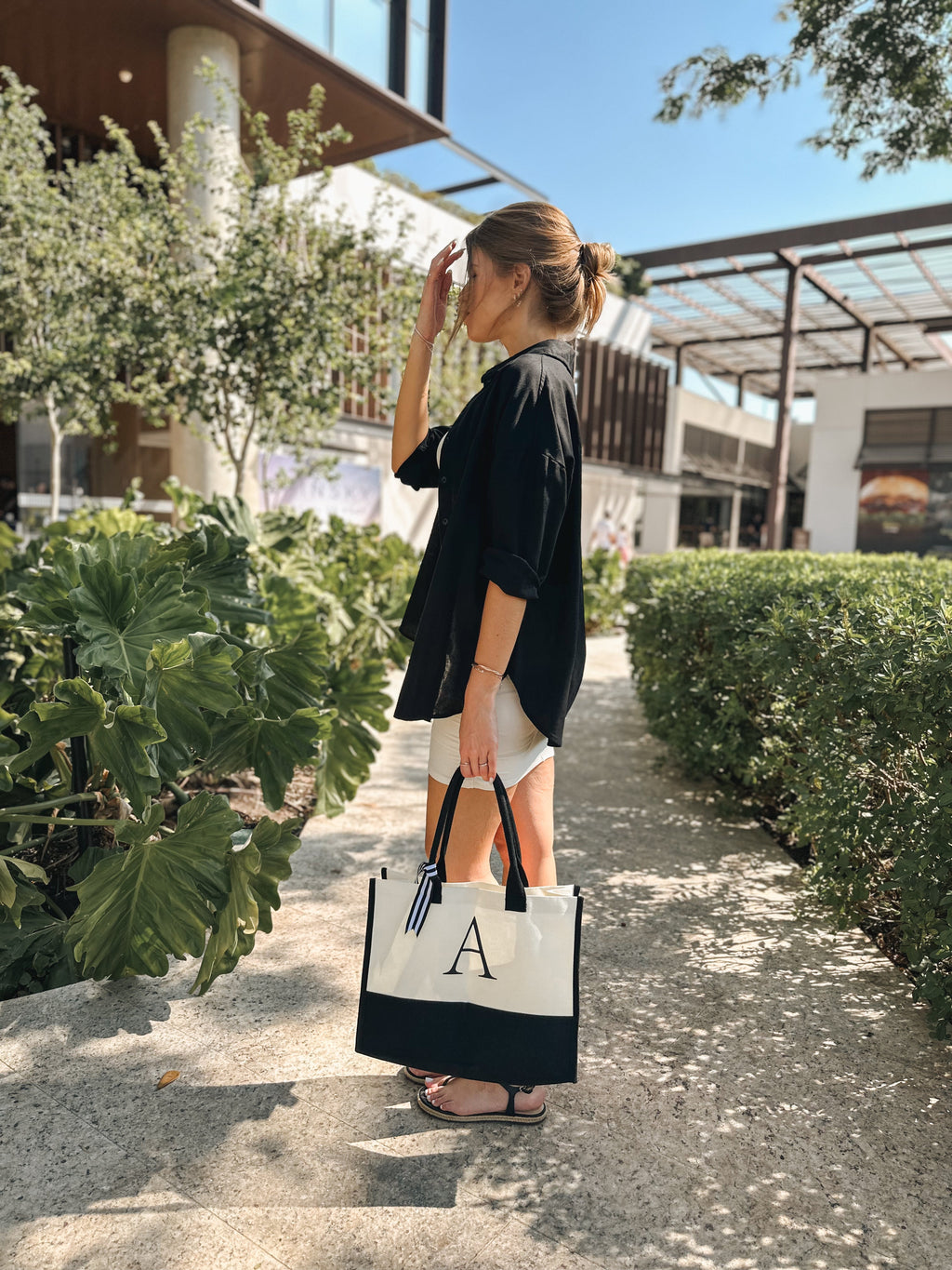 Sac en toile à initiales personnalisées
