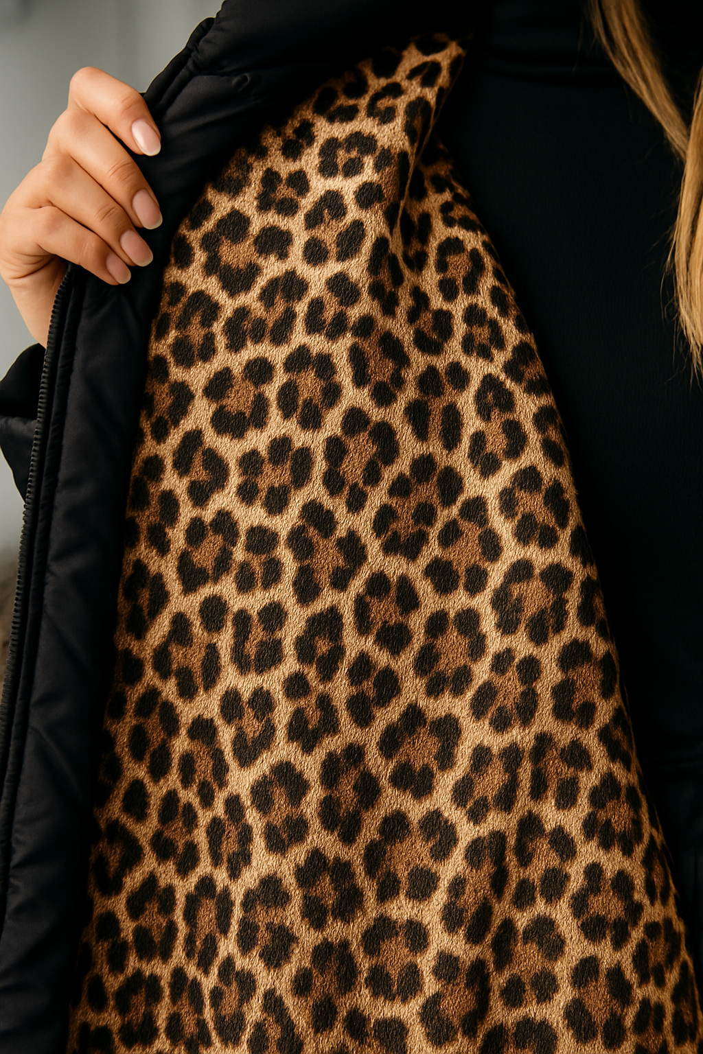 MANTEAU MATELASSÉ PREMIUM DOUBLURE IMPRIMÉ LÉOPARD