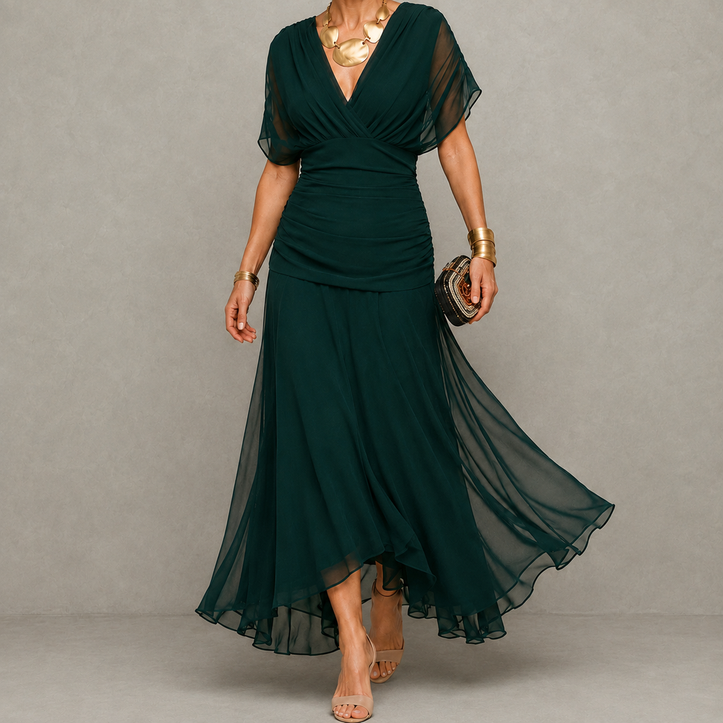 Émilie | Robe de Soirée Drapée à Décolleté V