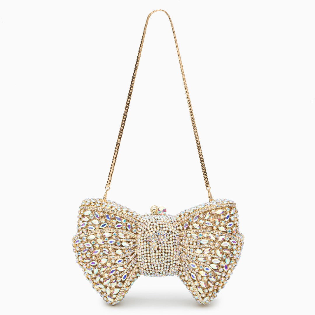 Pochette à nœud et strass Bianca