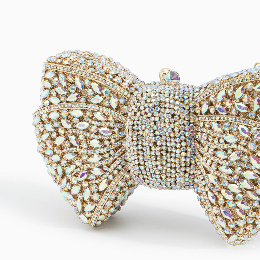 Pochette à nœud et strass Bianca