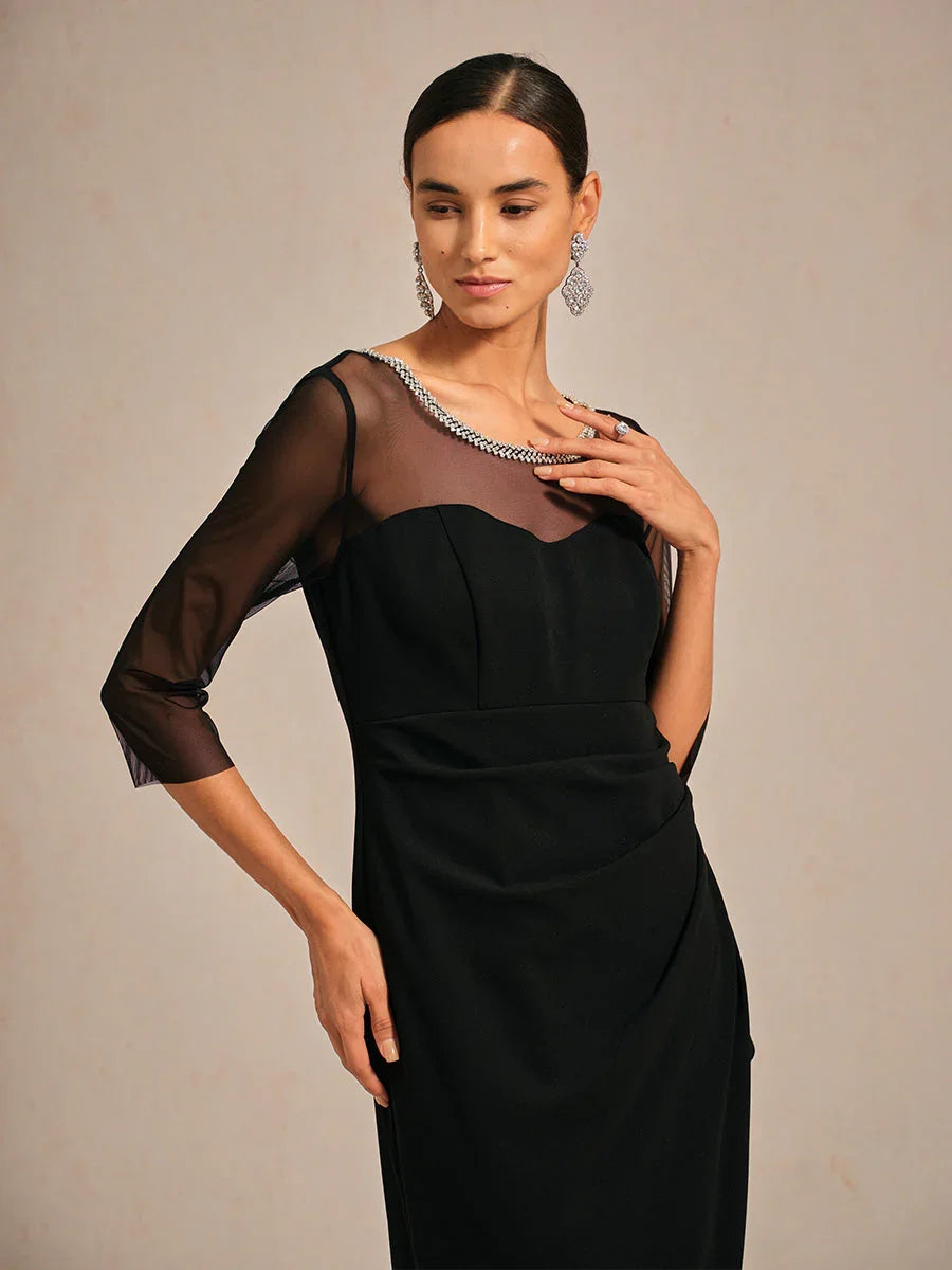 Robe midi ajustée avec drapé