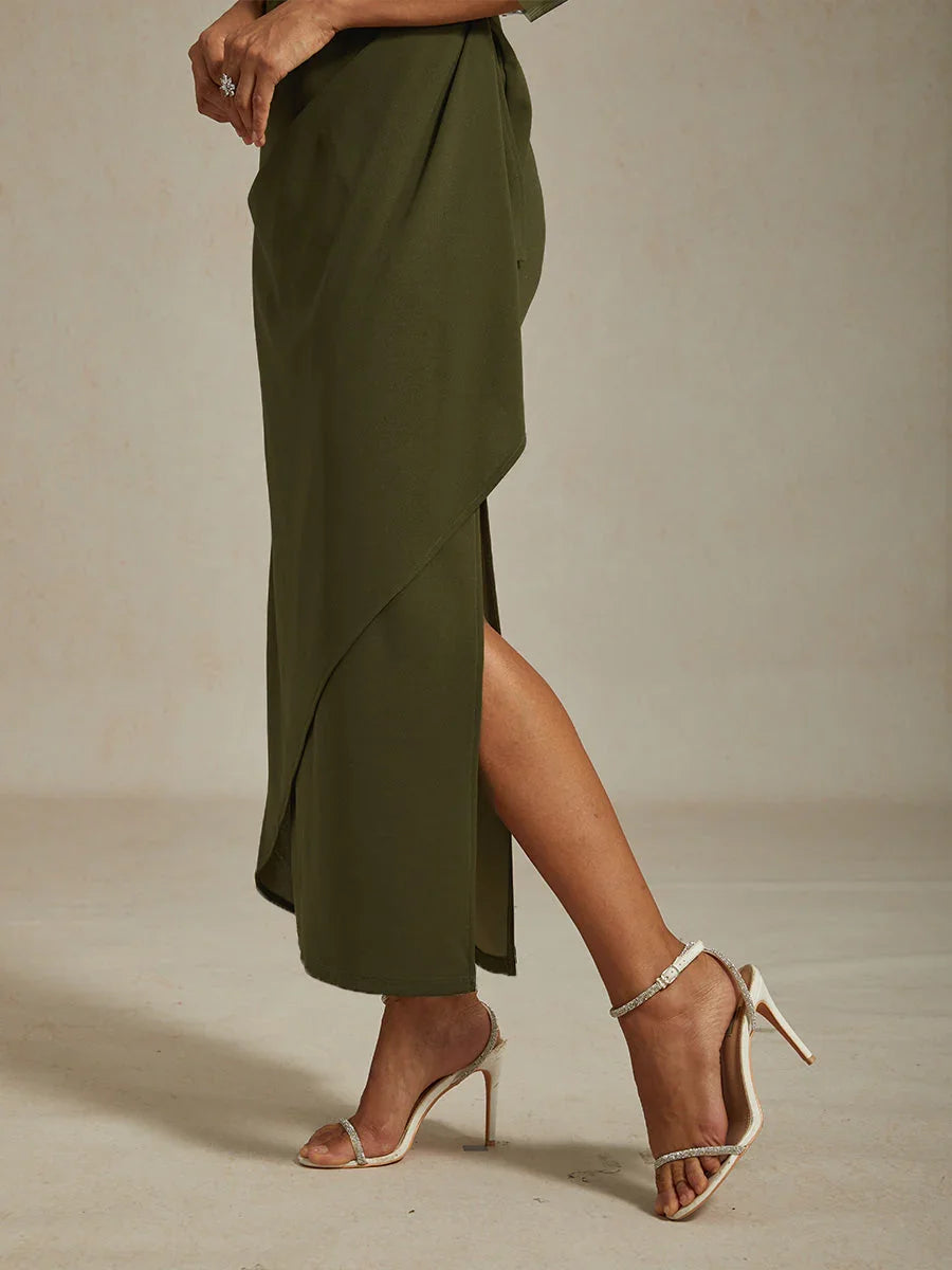 Robe midi ajustée avec drapé