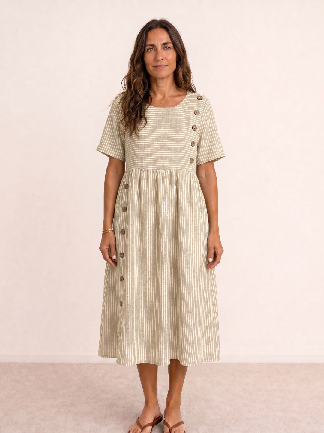 Robe midi fluide boutonnée