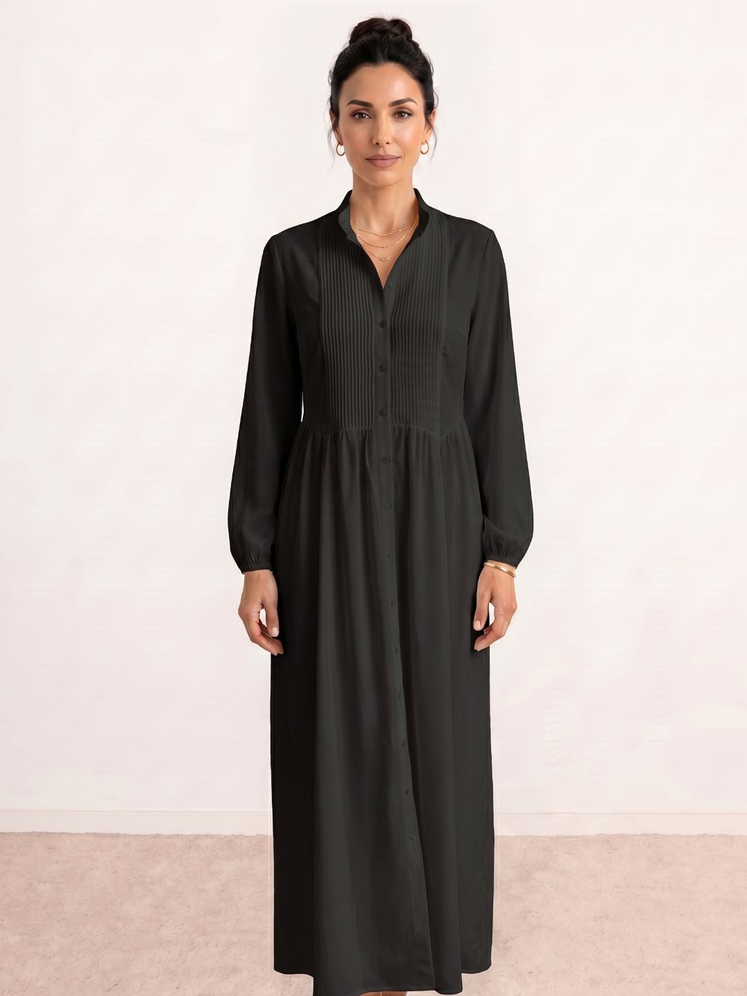 Robe-chemise plissée