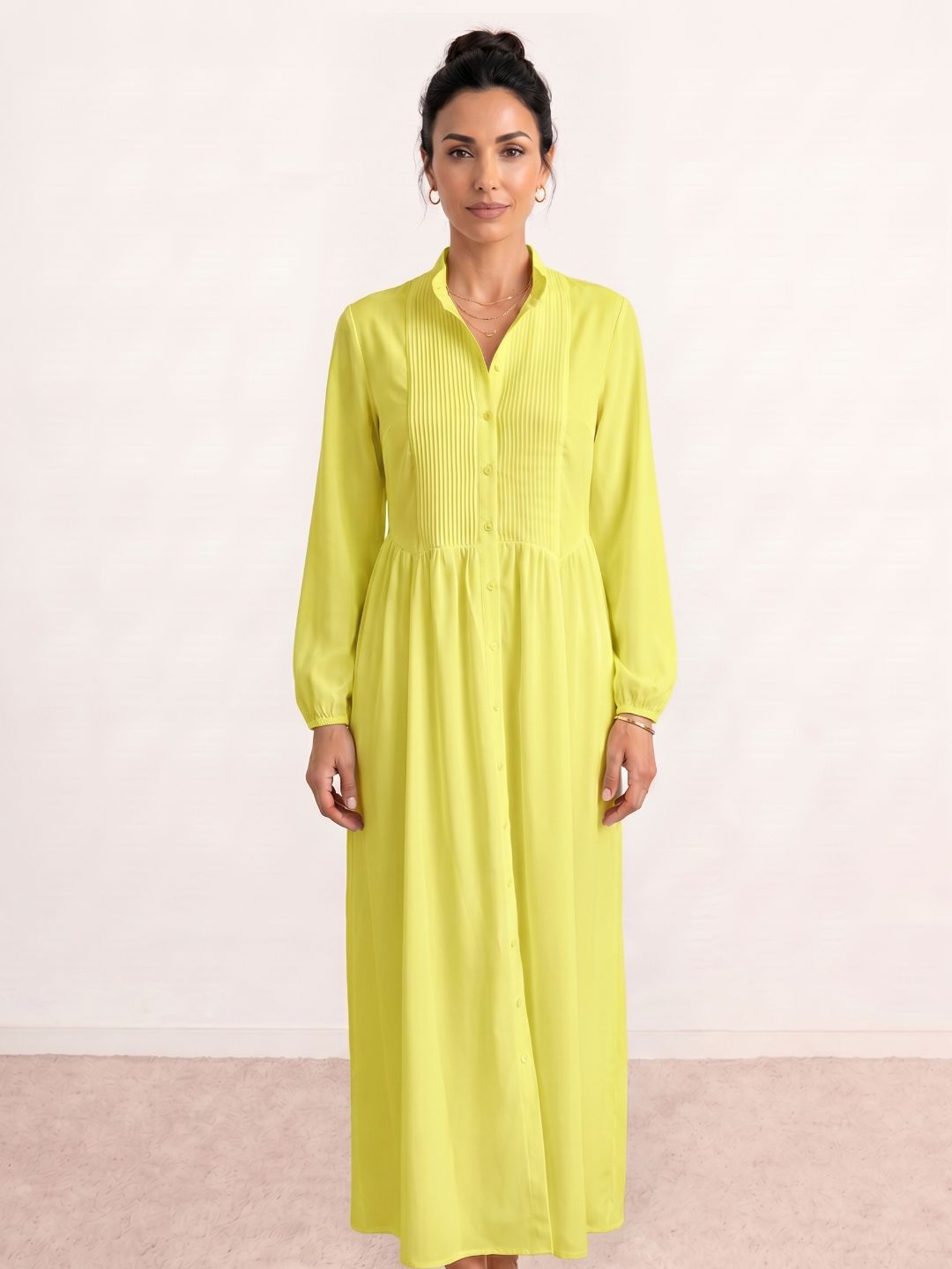 Robe-chemise plissée