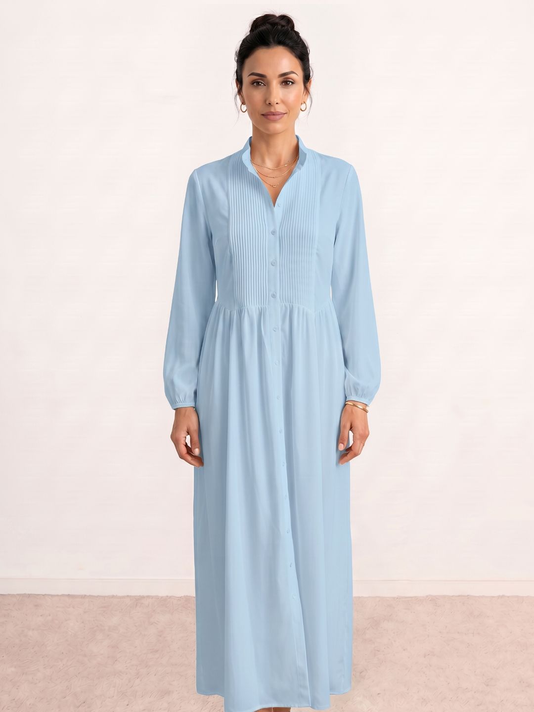 Robe-chemise plissée