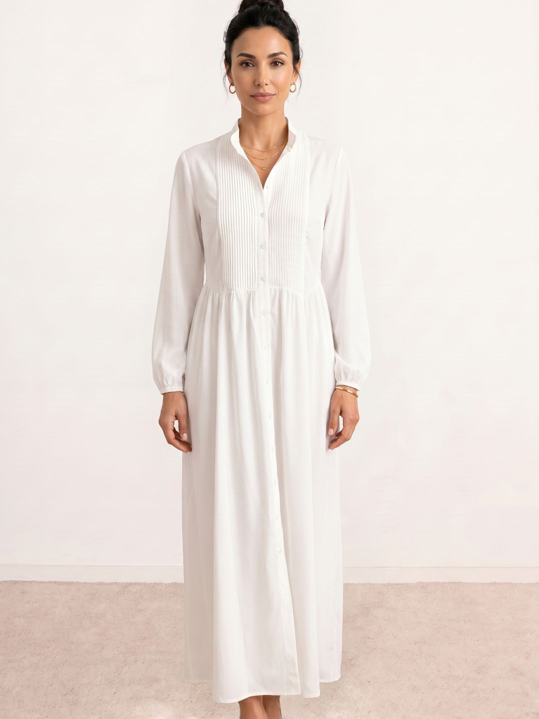 Robe-chemise plissée