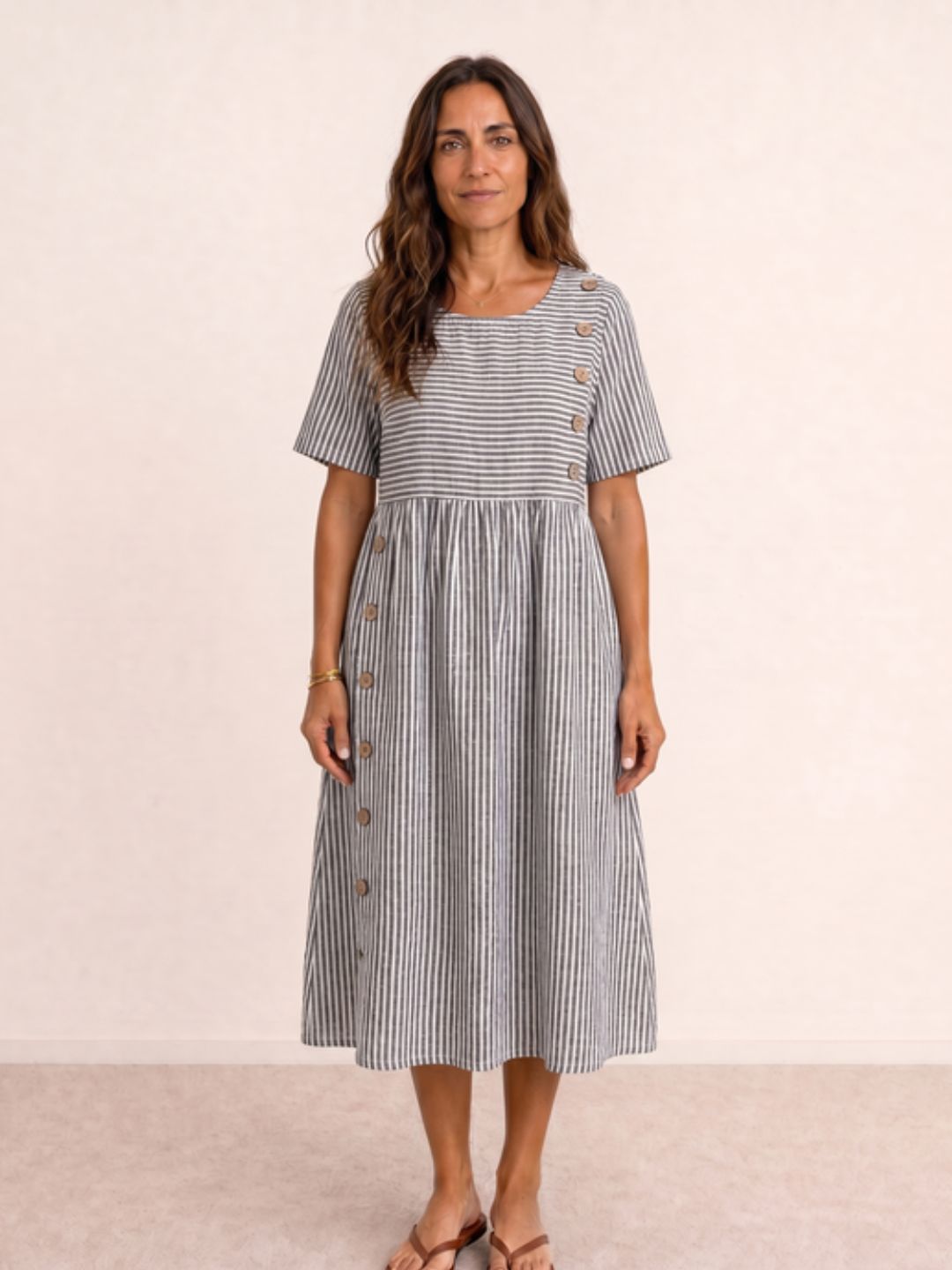 Robe midi fluide boutonnée