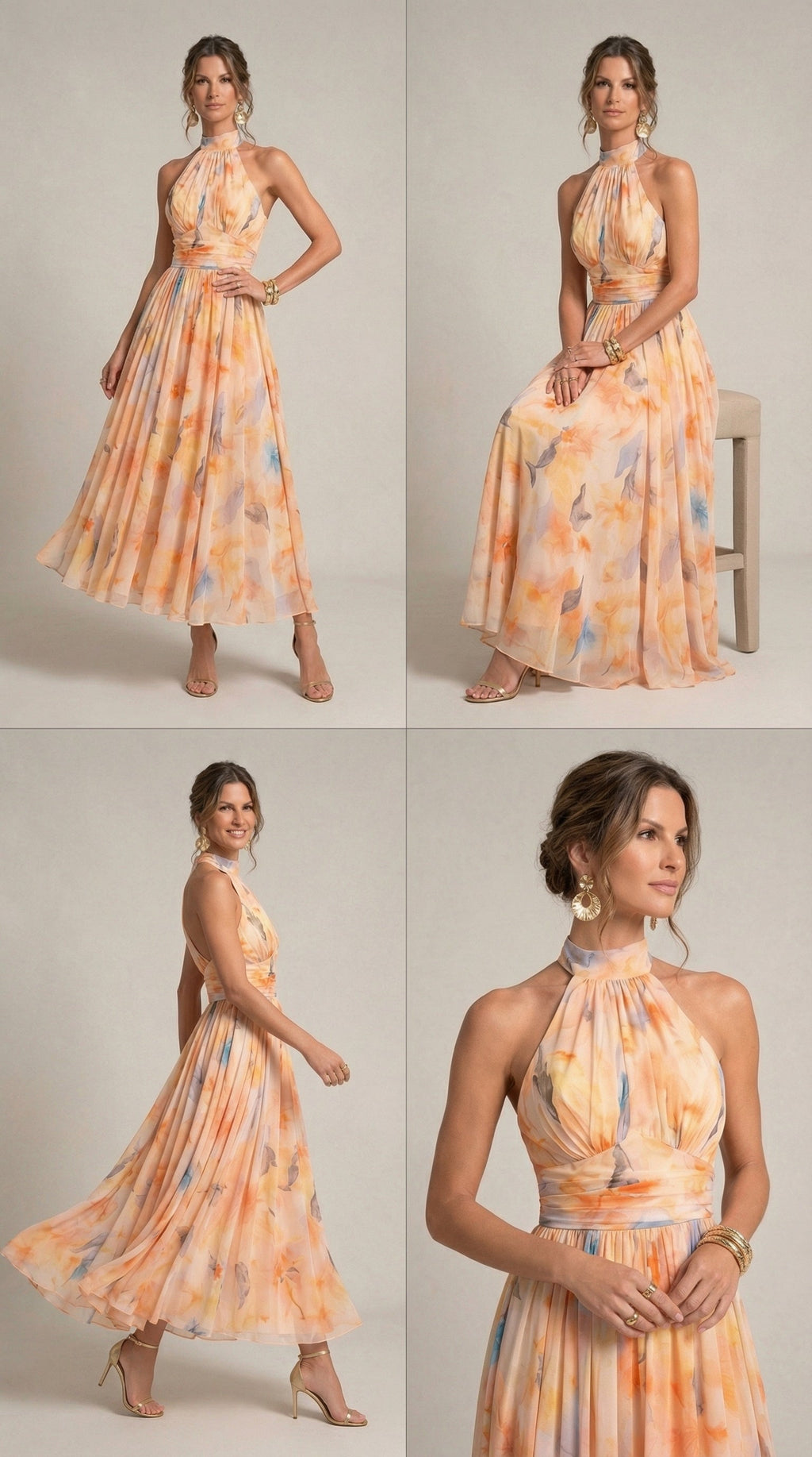Robe dos nu à imprimé aquarelle