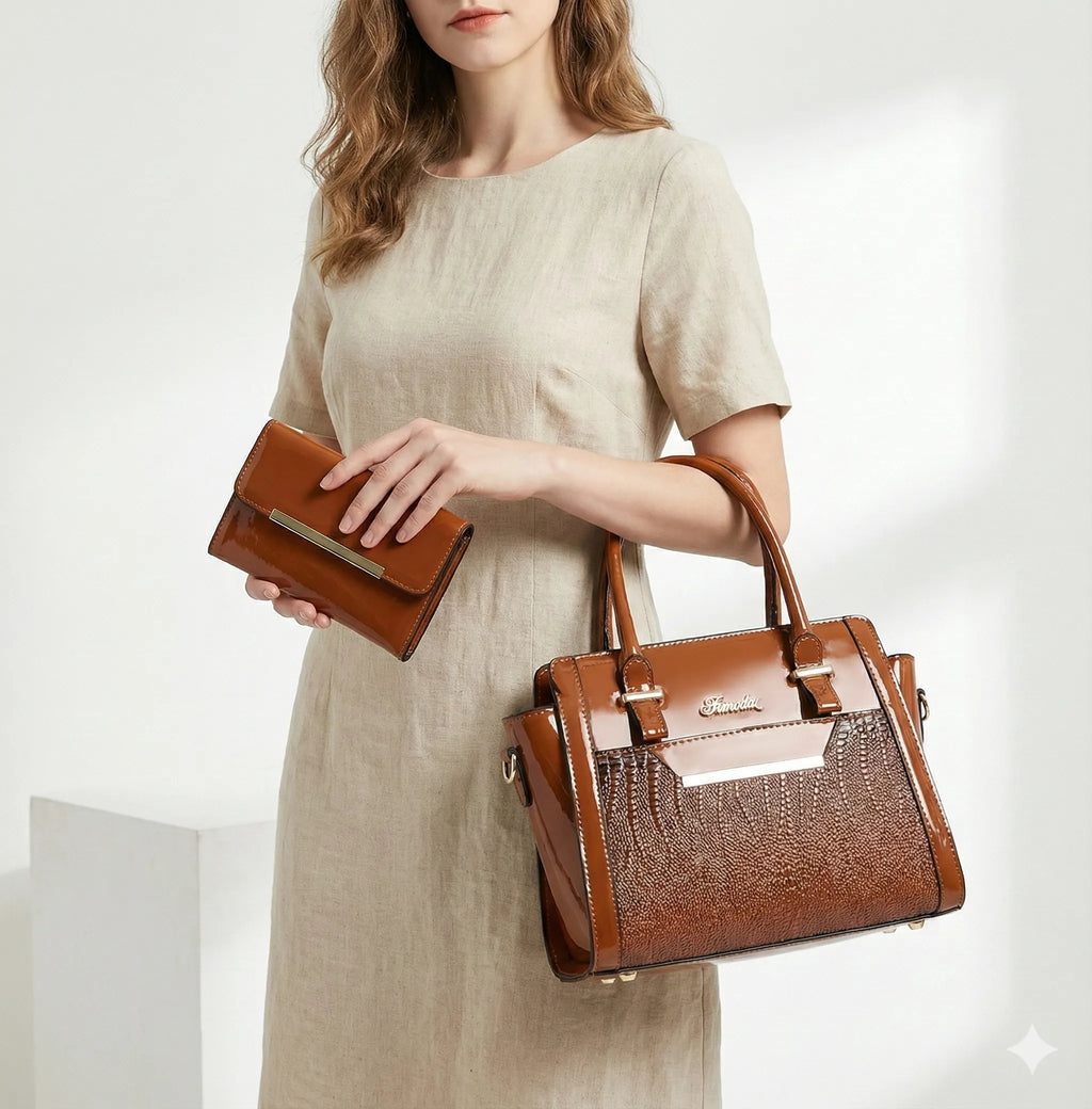 Ensemble sac et portefeuille en cuir - Cror