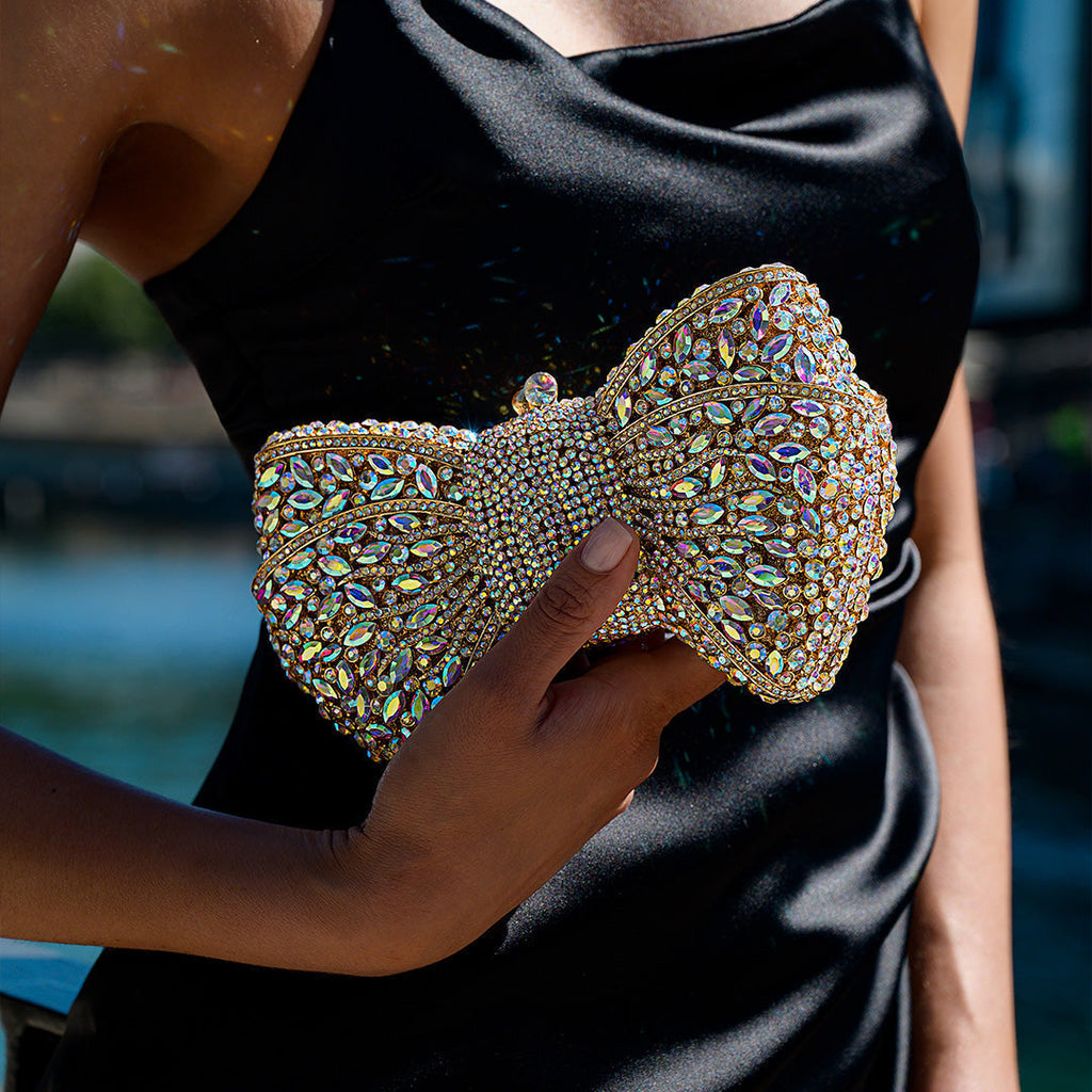 Bianca Bow Rhinestone Clutch Bag