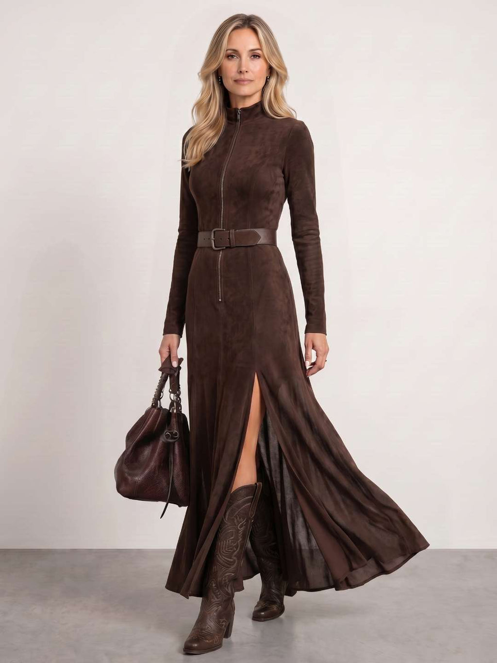 Robe en suédine marron