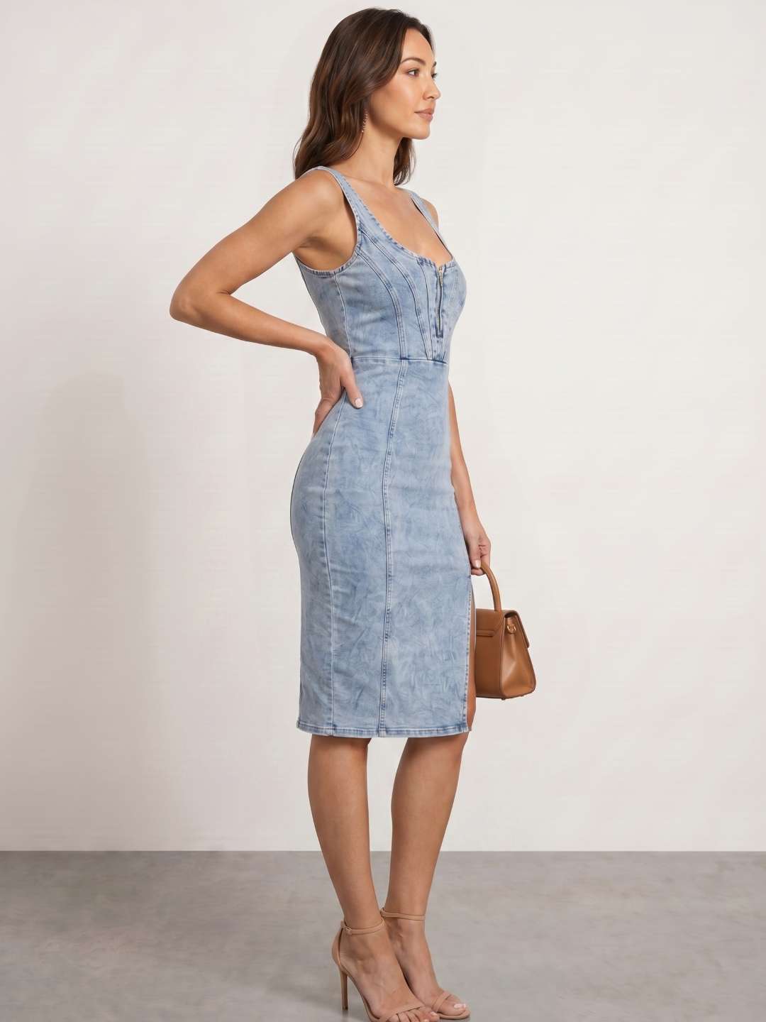 Robe en denim avec fente
