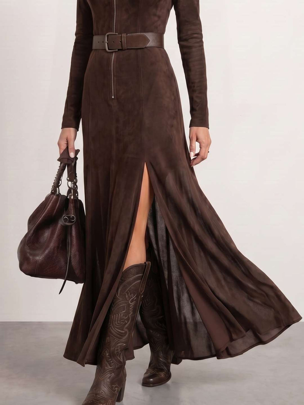 Robe en suédine marron