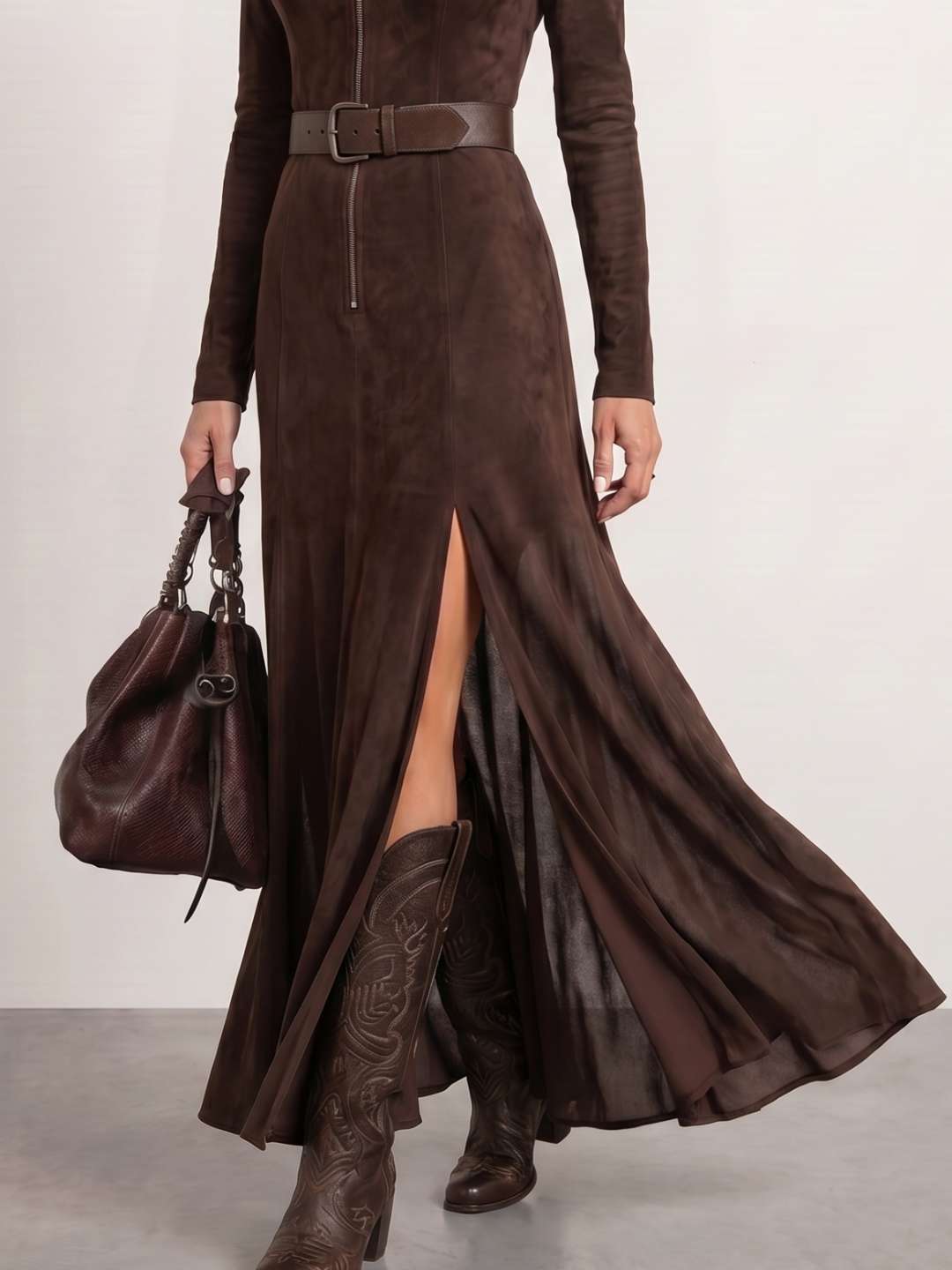 Robe en suédine marron