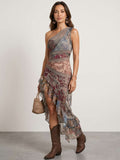 Robe en tulle imprimé à volants