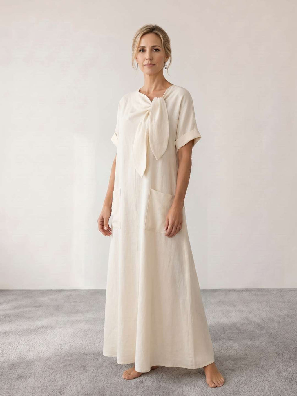 Robe midi fluide avec lien à nouer au cou