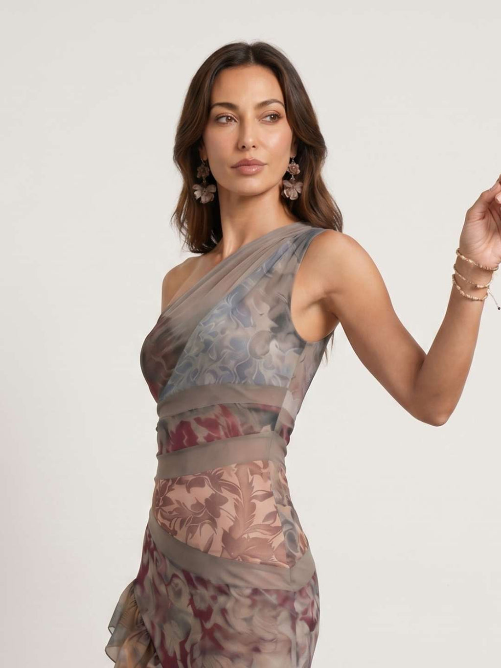 Robe en tulle imprimé à volants