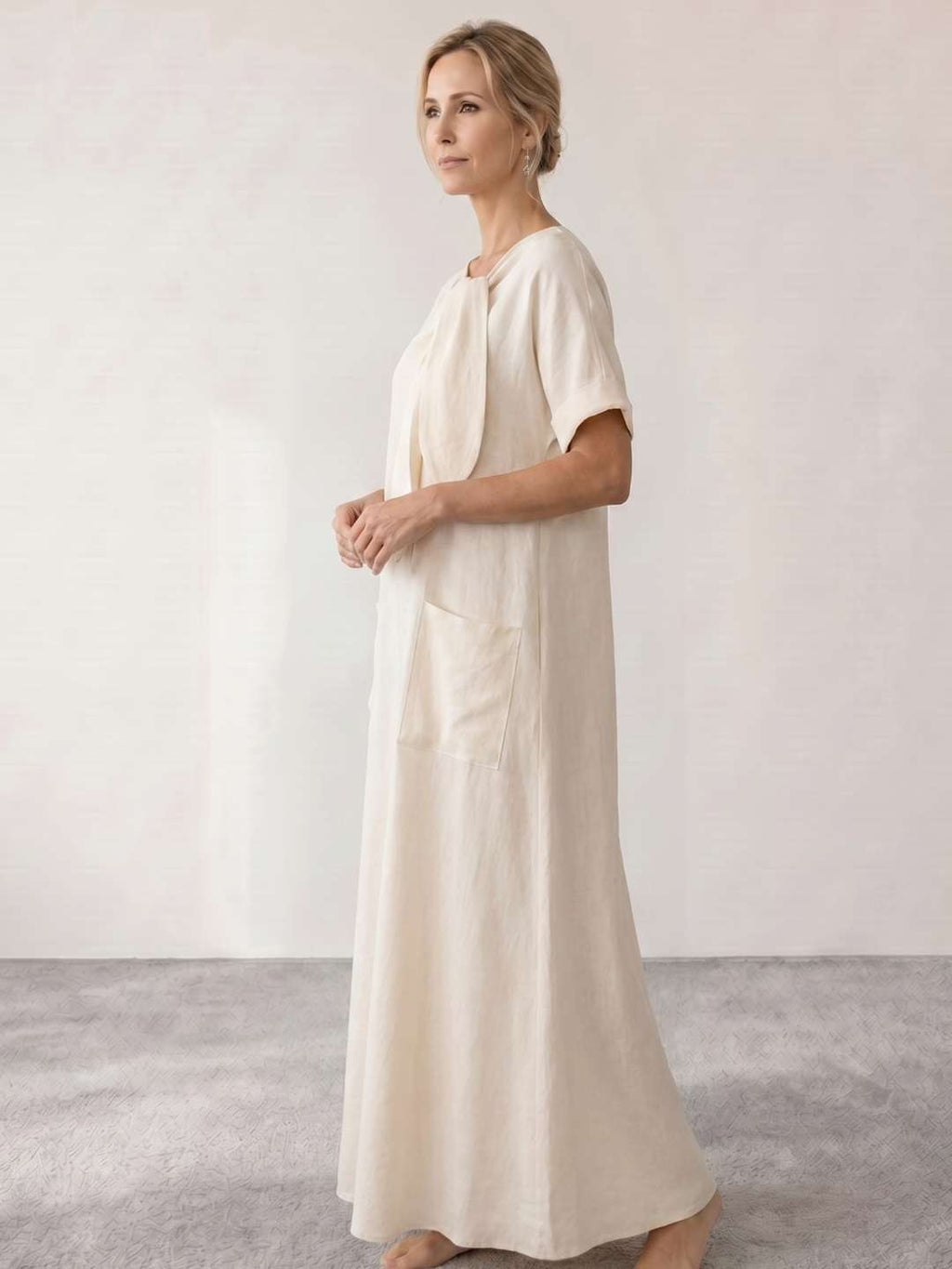 Robe midi fluide avec lien à nouer au cou